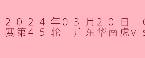 2024年3月20日CBA常规赛第45轮广东华南虎对阵山东高速的比赛结果如何?